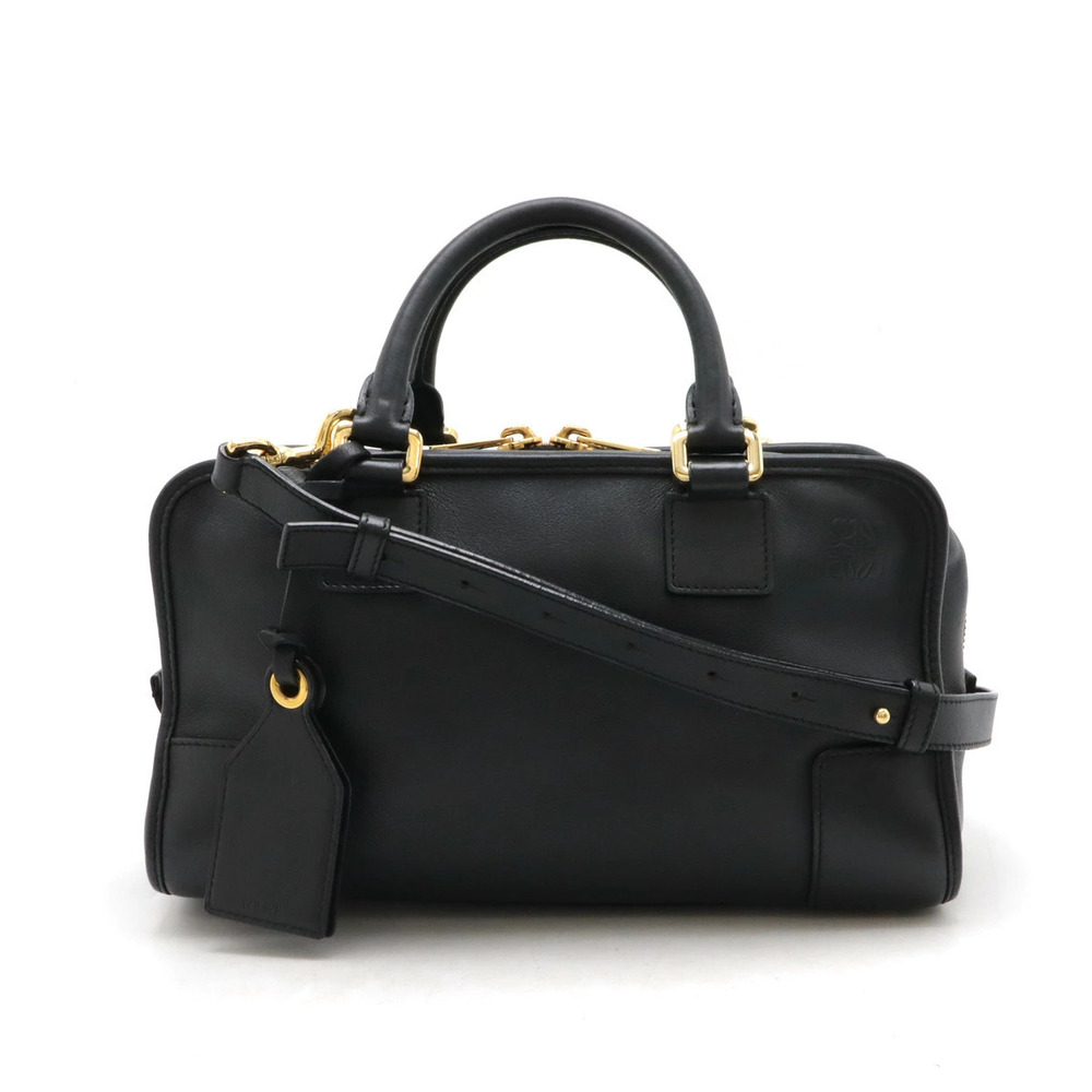 Loewe Amazona Anagram Handbag Boston Bag Shoulder Leather Black